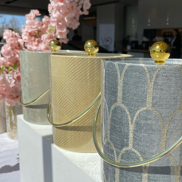 Pastel patterned ice buckets in a spring display